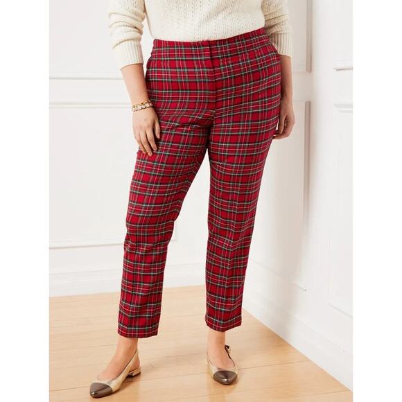 NWOT Talbots Wool Blend Ankle Tapered Pants Red Apple Cider Plaid 12P Holiday - Picture 1 of 14